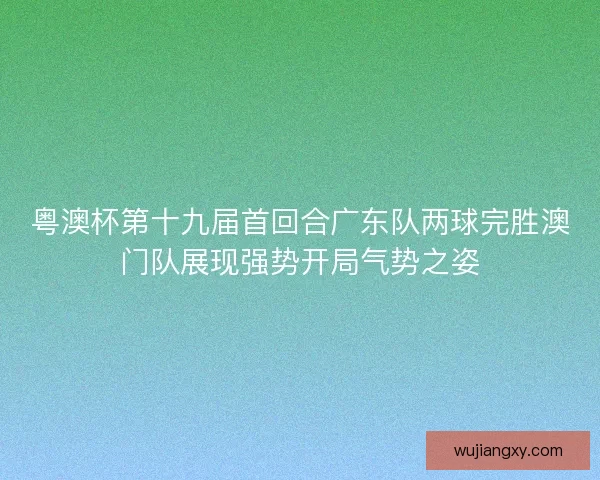 粤澳杯第十九届首回合广东队两球完胜澳门队展现强势开局气势之姿