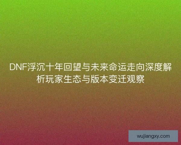 DNF浮沉十年回望与未来命运走向深度解析玩家生态与版本变迁观察