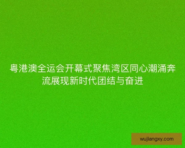 粤港澳全运会开幕式聚焦湾区同心潮涌奔流展现新时代团结与奋进