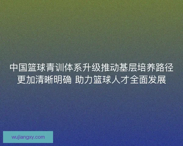 中国篮球青训体系升级推动基层培养路径更加清晰明确 助力篮球人才全面发展