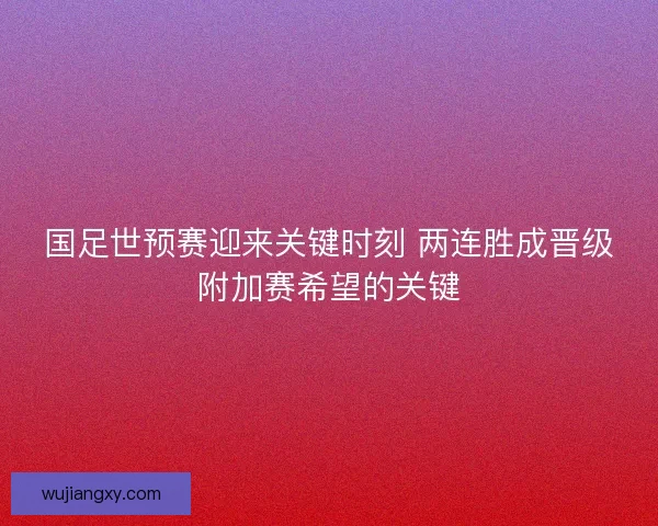 国足世预赛迎来关键时刻 两连胜成晋级附加赛希望的关键